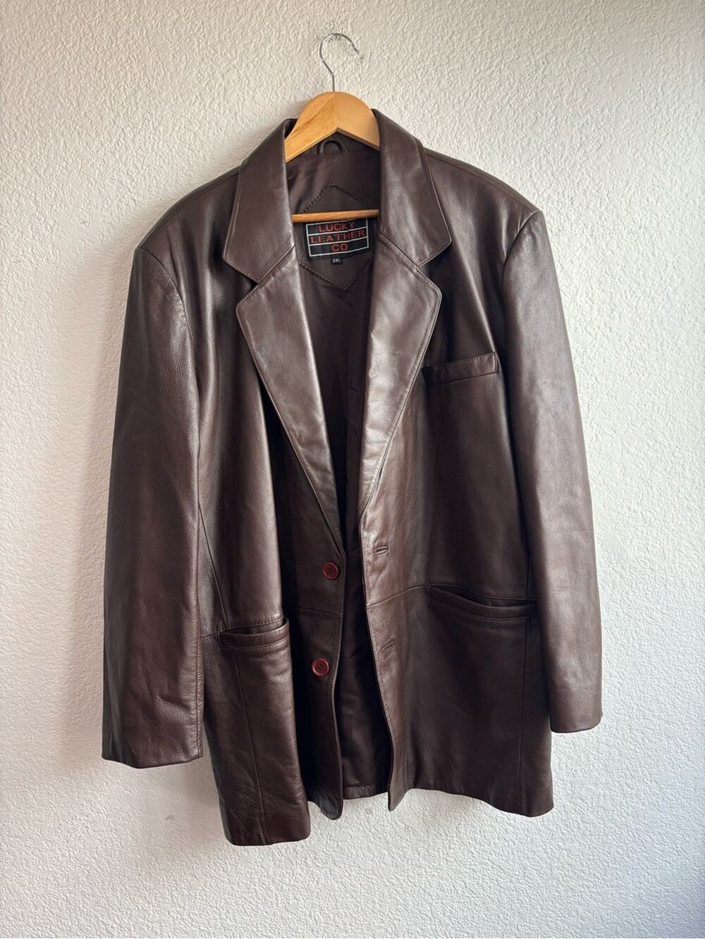Lucky Leather Co. Brown Leather Blazer Jacket XXL